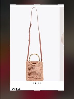 Pink Crochet Mini Bag with Gold Ring Handle